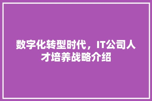 数字化转型时代，IT公司人才培养战略介绍