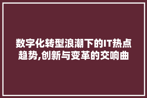 数字化转型浪潮下的IT热点趋势,创新与变革的交响曲