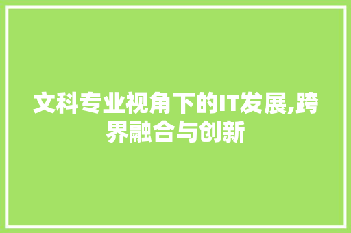 文科专业视角下的IT发展,跨界融合与创新