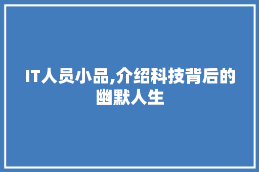 IT人员小品,介绍科技背后的幽默人生