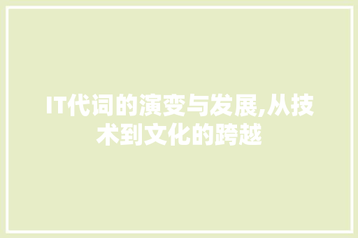 IT代词的演变与发展,从技术到文化的跨越