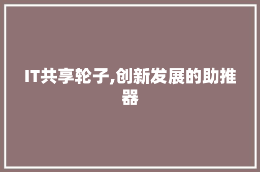 IT共享轮子,创新发展的助推器