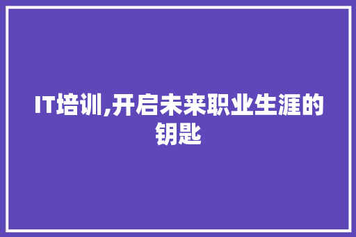 IT培训,开启未来职业生涯的钥匙