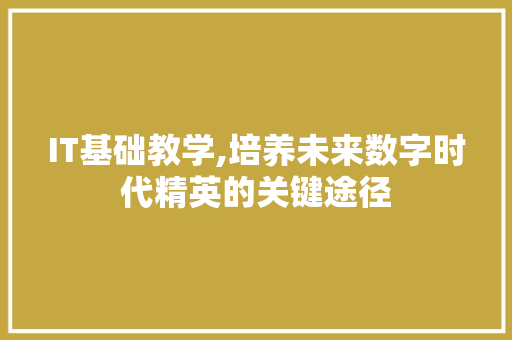 IT基础教学,培养未来数字时代精英的关键途径