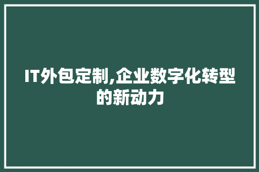 IT外包定制,企业数字化转型的新动力