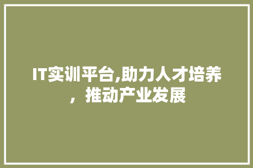 IT实训平台,助力人才培养，推动产业发展