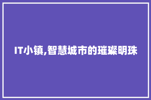 IT小镇,智慧城市的璀璨明珠