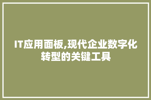 IT应用面板,现代企业数字化转型的关键工具