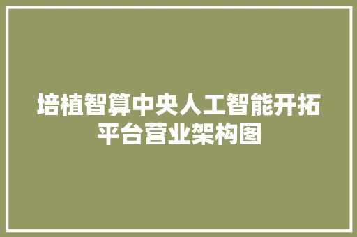 培植智算中央人工智能开拓平台营业架构图