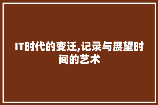 IT时代的变迁,记录与展望时间的艺术