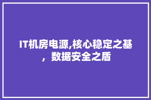 IT机房电源,核心稳定之基，数据安全之盾