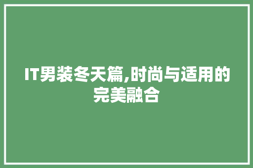 IT男装冬天篇,时尚与适用的完美融合