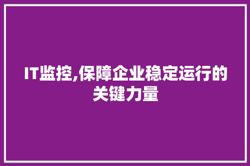 IT监控,保障企业稳定运行的关键力量