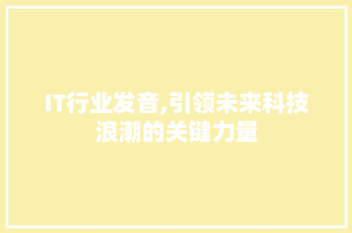 IT行业发音,引领未来科技浪潮的关键力量