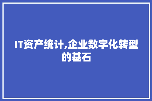 IT资产统计,企业数字化转型的基石