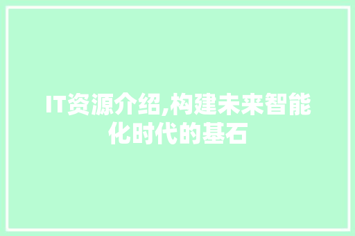 IT资源介绍,构建未来智能化时代的基石