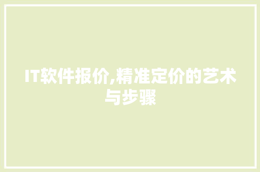 IT软件报价,精准定价的艺术与步骤