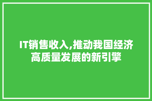 IT销售收入,推动我国经济高质量发展的新引擎