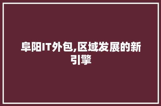 阜阳IT外包,区域发展的新引擎