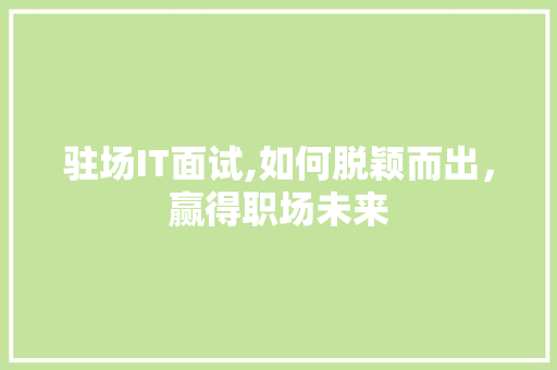 驻场IT面试,如何脱颖而出，赢得职场未来