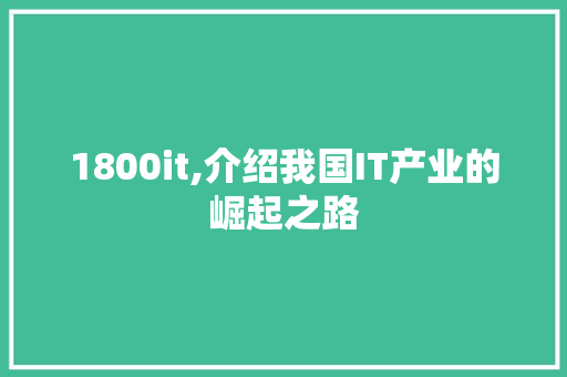 1800it,介绍我国IT产业的崛起之路