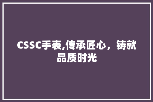 CSSC手表,传承匠心，铸就品质时光