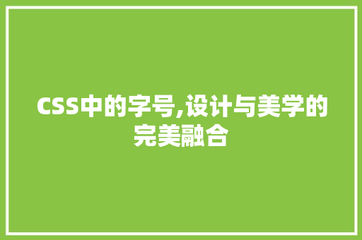 CSS中的字号,设计与美学的完美融合