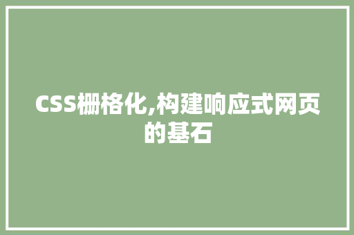 CSS栅格化,构建响应式网页的基石