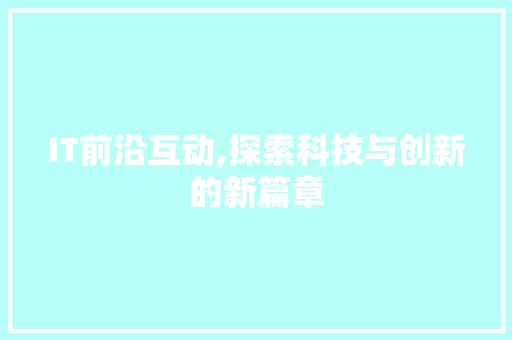 IT前沿互动,探索科技与创新的新篇章