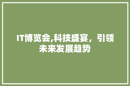 IT博览会,科技盛宴，引领未来发展趋势