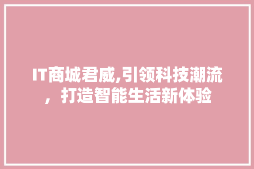 IT商城君威,引领科技潮流，打造智能生活新体验