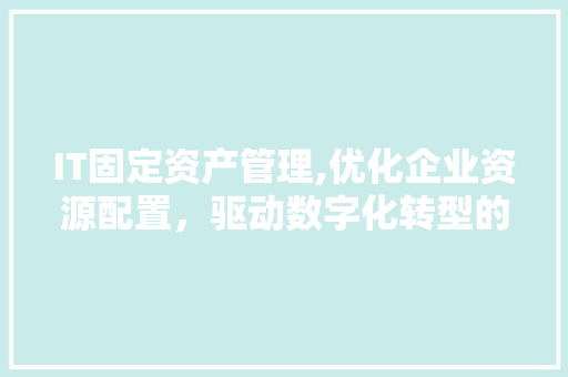 IT固定资产管理,优化企业资源配置，驱动数字化转型的引擎