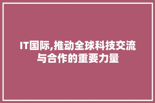 IT国际,推动全球科技交流与合作的重要力量