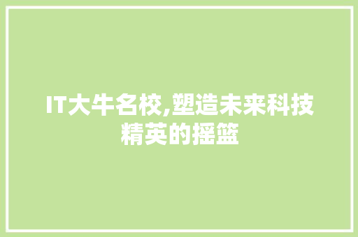 IT大牛名校,塑造未来科技精英的摇篮