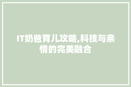 IT奶爸育儿攻略,科技与亲情的完美融合