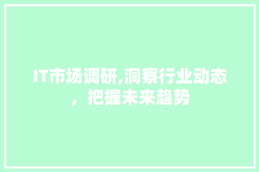 IT市场调研,洞察行业动态，把握未来趋势