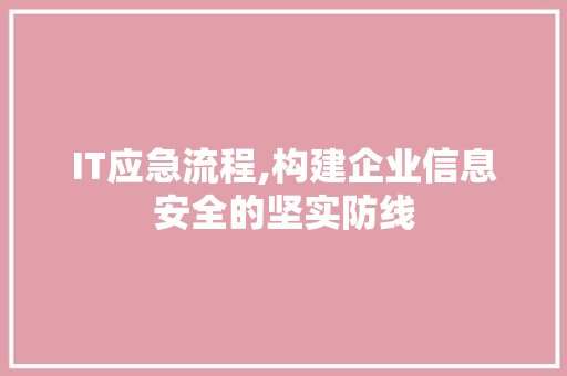 IT应急流程,构建企业信息安全的坚实防线