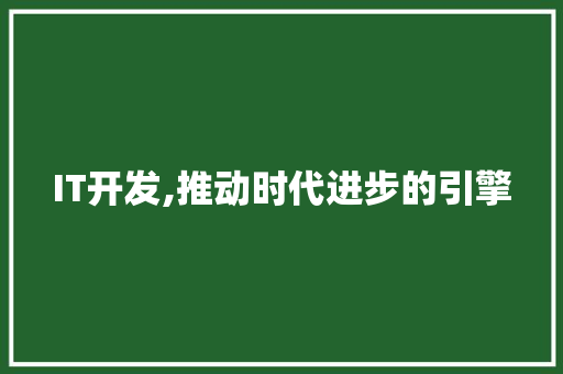 IT开发,推动时代进步的引擎