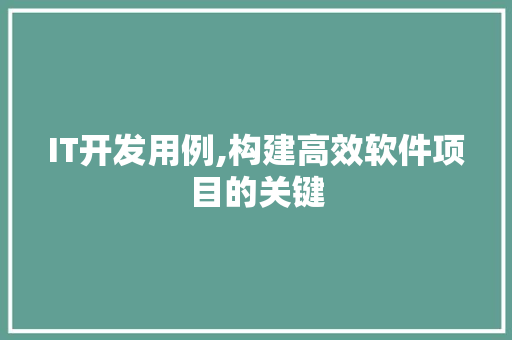 IT开发用例,构建高效软件项目的关键