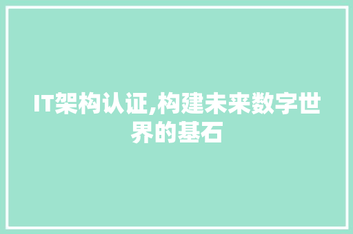 IT架构认证,构建未来数字世界的基石