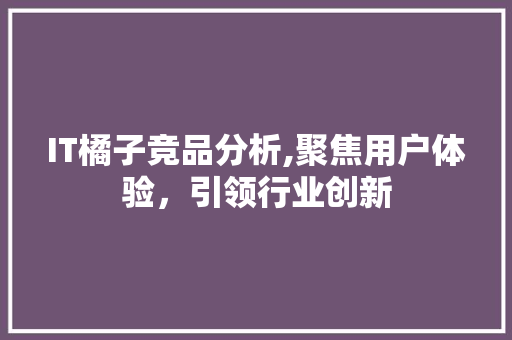 IT橘子竞品分析,聚焦用户体验，引领行业创新