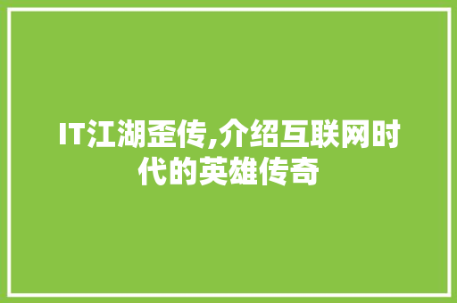 IT江湖歪传,介绍互联网时代的英雄传奇