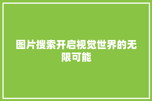 图片搜索开启视觉世界的无限可能