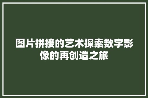 图片拼接的艺术探索数字影像的再创造之旅