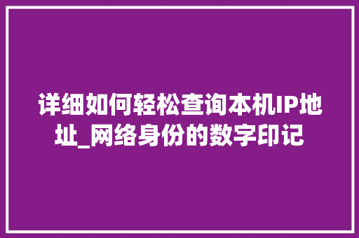 详细如何轻松查询本机IP地址_网络身份的数字印记