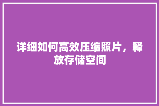 详细如何高效压缩照片，释放存储空间