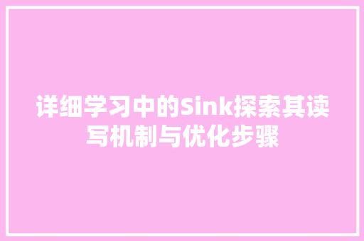 详细学习中的Sink探索其读写机制与优化步骤