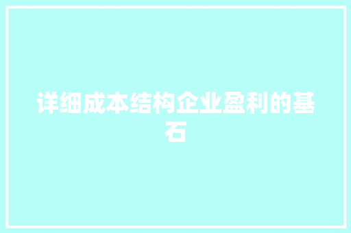 详细成本结构企业盈利的基石