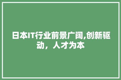 日本IT行业前景广阔,创新驱动，人才为本