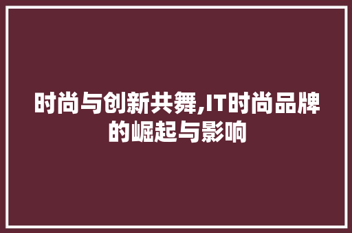 时尚与创新共舞,IT时尚品牌的崛起与影响